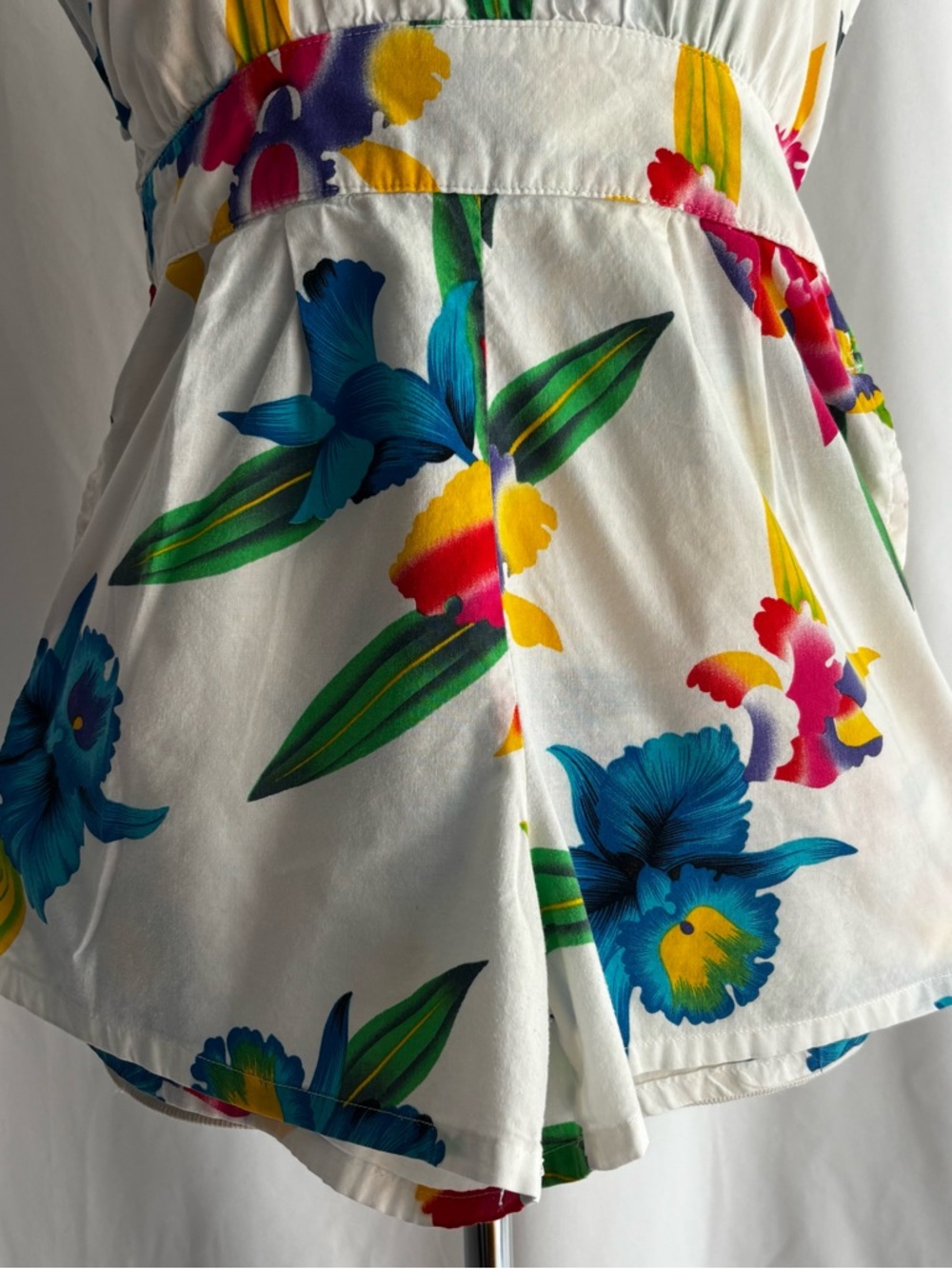 Vintage 1990s OP OCEAN PACIFIC Floral Cotton Romper / S - Picture 5 of 16